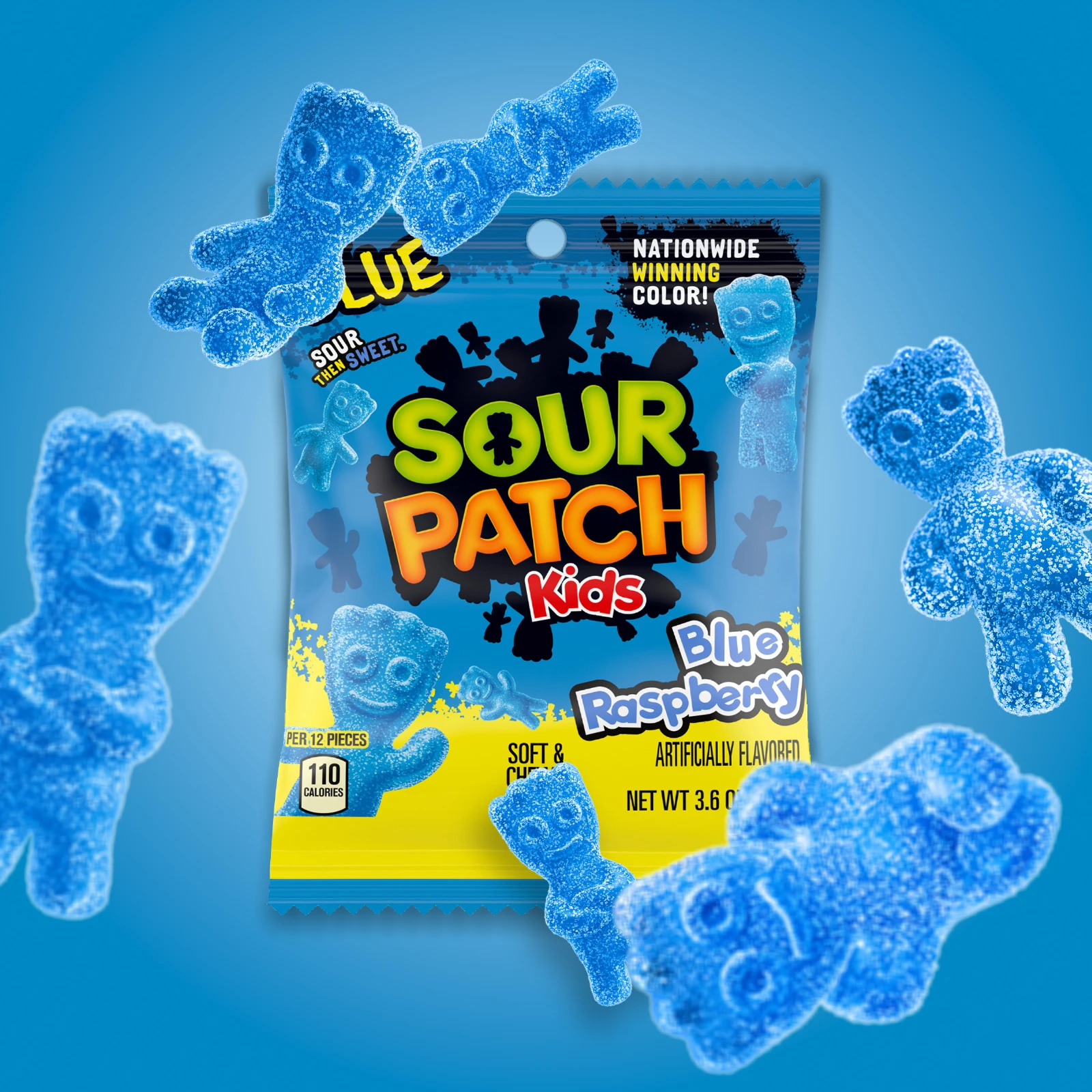 Sour Patch Kids Blue Raspberry kékmálna ízű gumicukor 102g