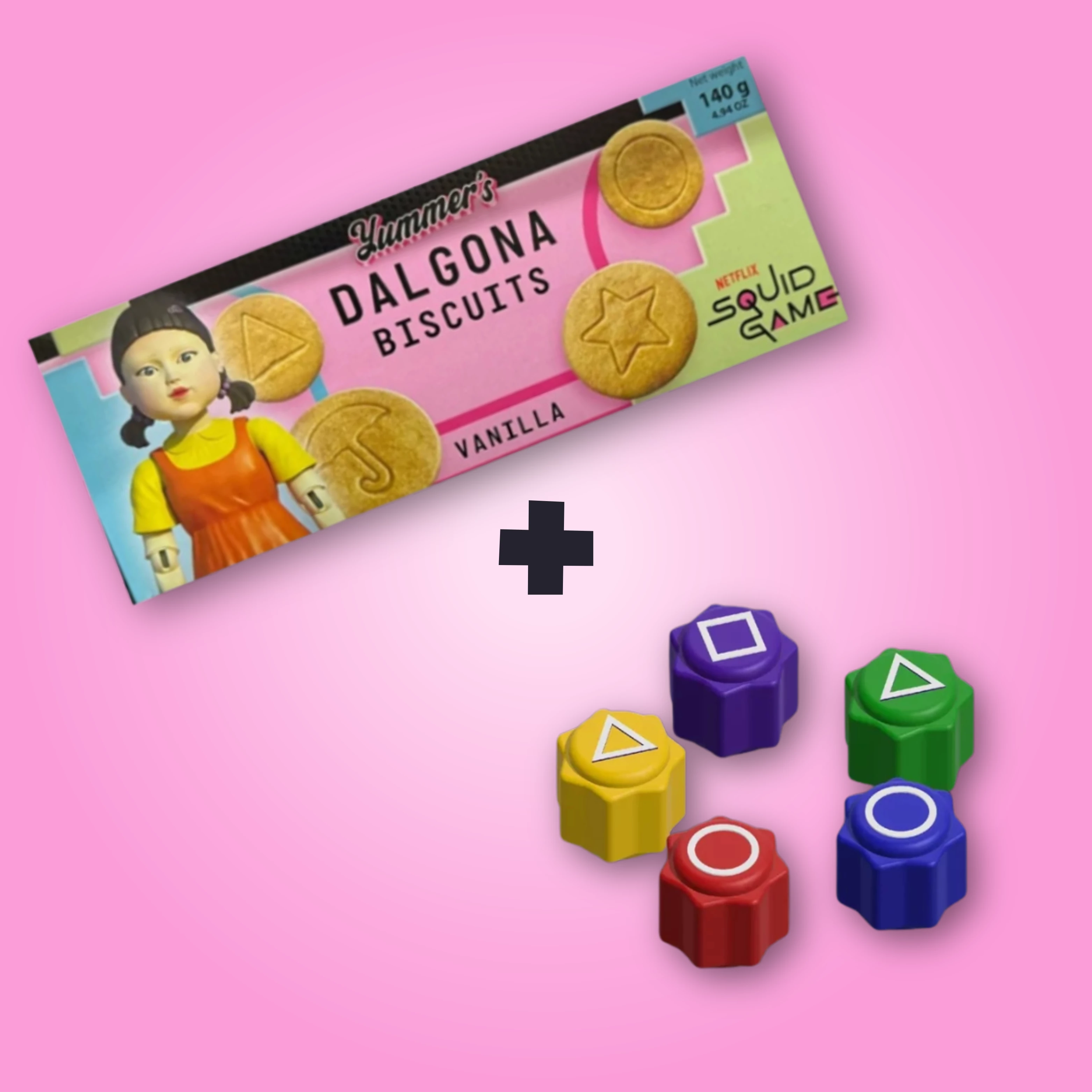 Squid Game Dalgona vaníliás keksz ajándék Gonggival 140g 