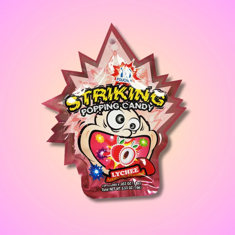 Striking Popping Candy licsi ízű kínai robbanó cukor (10 tasak) 15g